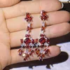 Dangle Küpeler Katı S925 Sterling Gümüş Rubellite Küpe Kadın AROS MUJER OREJA 925 Mücevher Köken Kırmızı Drop Kızlar