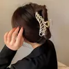 他の新しい女性の金属髪の爪大きなメタルラインストーンパールキャッチヘアクリップフィッシュテイルビーズヘアピンサメのクリップヘア