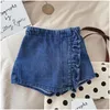 Clothing Sets Girls Outfit Summer Kids Clothes Lace Edge Pure White Baby Girl Casual Suspender Denim Skirt Childrens 230523 Drop Del Dhbwv