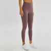 2024 Lu Lu Material Nu Mulheres Quentes Calças de Yoga Cor Sólida Esportes Ginásio Desgaste Leggings Cintura Alta Elástica Fitness Senhora Calças Gerais Treino