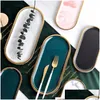 Dishes Plates Gold Plating Ceramic Marble Storage Tray Black White Europe Food Fruit Breakfast Oval Plate Jewelry Dessert Dish Dec Dh8Lx