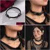 Chokers Choker Gothic Style Alloy Black Leather Buckle Clavicle Chain Necklace Jewelry For Women Fashion Vintage Simple Party Wholes Dhbyq