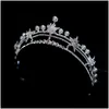 Headpieces Bruden Headwear Pearl Star Crown Alloy Dubbel lager Rhinestone Princess Hair Prydnad Bröllopsklänning Tillbehör i lager D DHJZX