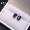 스터드 이어링 CSJ 자연 코디에 라이트 Iolite Sterling 925 Silver Gemstone 5 7mm 여성 결혼식 참여 파티 선물