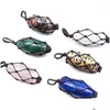 Pendant Necklaces Fyjs Unique 10 Pcs Handmade Weave Geometric Shape Lapis Lazili Rose Pink Quartz Charm Jewelry Drop Delivery Pendant Dhzze