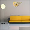 Wall Clocks Acrylic Mirror Clock Love Shaped Digital Diy 3D Sticker Home Office Decor Opp Bag Drop Delivery Garden Dhd0D