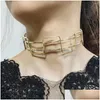 Chokers tünek moda metal tork kolye kadınlar için 2023 benzersiz tasarım alaşım chocker yaka deyimi mücevher altın renk damlası del dhzjw