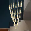 Ljuskronor modern Kristallen Kroonluchter Voor Trap Luxe Home Decor Opknoping Cristal Lamp Grote Villa Hal Led Lichtpunt