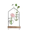 Vasen Tischplatte Glas Pflanzer Terrarium Blumenvase mit Holzständer für kleine Heimdekoration