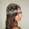 Maille strass chaîne de cheveux cristal de mariée gland cerceau de cheveux plein de perceuse modèle de scène chaîne de chapeau de passerelle chaîne de cheveux bijoux en gros 1240