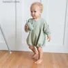 Rompers långärmad fall spädbarn onesie romper höst nyfödd bomull fast färg småbarn pullover tröja baby bubbla romper kläder t230529