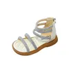 Sandals Princess Kids Leather Sandals for Girls Casual Glitter Children Flat Heel Girls Beach Shoes Beige Black kids leather sandals R230529