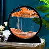 Decorative Figurines 7/12inch Moving Sand Art Display Flowing Frame Morden Picture Round Glass 3D Deep Sea Sandscape In Motion Stand Home