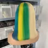 Brazylijskie ludzkie dziewicze włosy #613 Podkreślenie tęczy Rainbow Bob Prawdziwe włosy jedwabiste proste nakrycia głowy ludzkie włosy koronkowe peruki