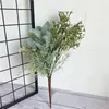 Flores decorativas Guirnaldas Hojas Ramo Eucalipto artificial Familia Boda Decoración Plantas falsas Serie verde