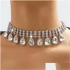 Chokers Choker Ailodo Mtilayer Chaîne De Tennis Goutte D'eau Pendentif Collier Pour Les Femmes De Luxe Fête De Mariage De Mode Bijoux Cadeau Drop Deli Dhihj