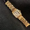 Agulha azul relógio quadrado masculino relógios femininos designer de aço inoxidável montres importado banhado a prata quartzo panthere relógio de diamante de alta qualidade SB002 Q2