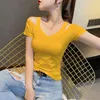 Women's T Shirts 2023 Summer Strap Short Sleeve Solid Color Ladies T-shirt Women Off Shoulder V-Neck Slim Casual Tops Tees Clothing M93