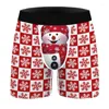 Underbyxor män julboxare trosor jul trosor lustiga underkläder 3d snögubbe snöflingor tryckta semester boxare shorts