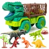 Diecast Model Car Dinosaurs Transport Truck Car Toy Indominus Rex Jurassic Park Education Dinosaur Toys for Children Boys Gifts 230526