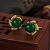 Stud Earrings CN(Origin) DIWENFU 925 Silver Sterling Emerald Earring For Women Green Aros Mujer Oreja Gemstone Bizuteria
