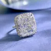 Ringos de cluster VINREGEM 18K GURLO BRANCO 12 14mm Cut Sapphire Sapphire Stopsto