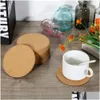 Mats Pads 100Pcs Round Wooden Coasters 9595M Cork Coaster Drink Cup Blank Wood Plain On Drop Delivery Home Garden Kitchen Dining B Dhoud