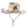 Beretti Cappello Tie-Dye Western Cowboy Big Brim Men and Women Cappelli da sole Quattro stagioni in pelle scamosciata Cappello Cap Craft con Logoberts Pros22