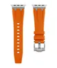 Silikonrem för Apple Watch Band Ultra 49mm 8 7 45mm Sport Soft Metal Armband Iwatch 6 5 4 SE 44mm 42mm Band med rostfritt stålkontakt Watchbands tillbehör