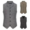 Hommes gilets hommes laine gilet hommes costume homme sans manches veste manteau hiver automne 2023 col rabattu mâle sans manches