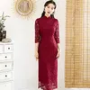 Abbigliamento etnico Classico Cinese Rosso Donna Cheongsam Vintage Sexy Oriental Evening Party Qipao Vestidos Elegante Slim Plus Size Robe Gown