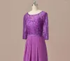 Party Dresses Lace Prom Vestidode Fiesta De Boda Appliques 3/4 Sleeves Mother Of Brides Galadress Chiffon Evening Gowns A-Line Robes