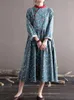 Casual Dresses Johnature Women Vintage Loose Stand Distressed Button Long Sleeve Dress 2023 Spring Chinese Style Patchwork Clothes