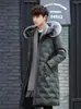 Veste pour hommes à la mode en duvet pour hommes coton coréen moyen et long à capuche Doudoune Homme épaissi grand col en laine rembourré