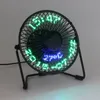 Gadgets 5V Usb Fans Cooler For Car Desk With Led Light Real Clock Temperature Adjustable 6 Inch Iron Art Portable Mute Silent Usb Fan