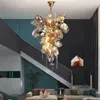 Chandeliers Luxury Villa Glass Shades Led G9 Chandelier Living Room Stairs Art Metal Lighting Chain Hanging Lamp Lustre Fixtures