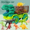 Modellino di auto Dinosauri Camion di trasporto Giocattolo per auto Indominus Rex Jurassic Park Giocattoli educativi per dinosauri per bambini Regali per ragazzi 230526