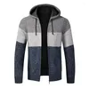 Vestes pour hommes hiver veste pour hommes épais chaud Cardigan décontracté manteau à capuche polaire manteaux en cachemire automne dégradé tricoté fermeture éclair Patchwork