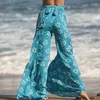 Women's Pants Women Casual Wide Leg Hight Waist Floral Printed Long Loose Brach Flower Trousers Summer Pantalones De Mujer