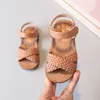 Sandales d'été pour filles, chaussures de princesse pour enfants, sandales tissées confortables pour nourrissons, chaussures de plage décontractées à fond souple