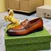 Ontwerpers schoenen luxueuze mannen loafers echte leer bruin zwart dubbele g heren casual kleding schoenen trouwschoenen met doos 38-46