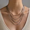 5pcs Lot 1.5mm / 2mm Mince En Acier Inoxydable Carré Serpent Chaîne Collier Solide Chaînes Pour Femmes Hommes Garçon Mode Or Bijoux n1315