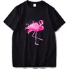 Herren-T-Shirts, Baumwoll-T-Shirt, Flamingo-Shirt, rosa Band, Brustkrebs-Bewusstsein, Rundhalsausschnitt, atmungsaktiv, hochwertiges T-Shirt