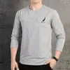 T-shirt da uomo 2023 Uomo Cotone manica lunga Piuma stampata Abbigliamento maschile Top nero T-shirt uomo Hip Hop T-shirt casual Taglie forti M-6XL
