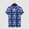 Mäns casual skjortor blå skal blusar manliga vintage tryck hawaiian kort ärm grafisk nyhet överdimensionerad semester skjorta presentidé