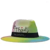 Hates de borde anchos de moda Mujeres pintadas a mano Panamá Panamá de paja Fedora Fedora Beach Vacaciones Vestblor de verano Sun de verano para hombres Sombrero