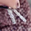 100% echte zilveren kleur zirkoon hoepel oorrang sieraden feest huwelijksoorbellen voor vrouwen bruids statement sieraden cadeau