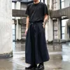 Calças masculinas homens japão streetwear moda solta casual perna larga calça homens punk hip hop gótico saia preta harem calças sem gênero