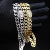 12mm nya män kvinnor guld diamanthalsband 18k fast guldfyllning hästögonfjäder spänne mikro labb diamant hip-hop kubansk kedja 20 tum