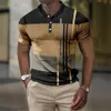 T-shirt da uomo Polo di alta qualità 2023 Stripes T-shirt manica corta Casual Business Button Top Tees Abbigliamento estivo per ragazzi 230529